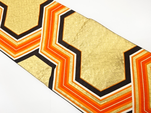 JAPANESE KIMONO / ANTIQUE FUKURO OBI / SILK / WOVEN BISHAMON KIKKO